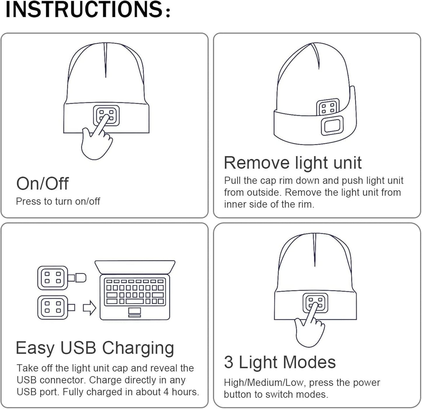ATNKE Unisex winter hat with led light