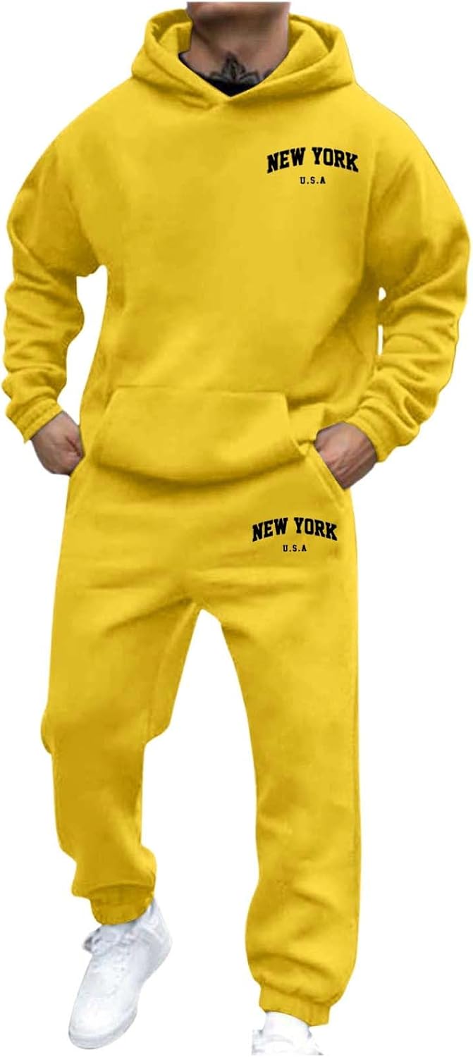 Generic Jogger Suit Mens Set New YORK Logo Tracksuit Hoodie and Joggers Two-Piece Y2K Long Sleeve Sports Suit with Pockets Comfortable Jogging Set Comfortable Baggy Tracksuit Print Leisure Jumpsuit