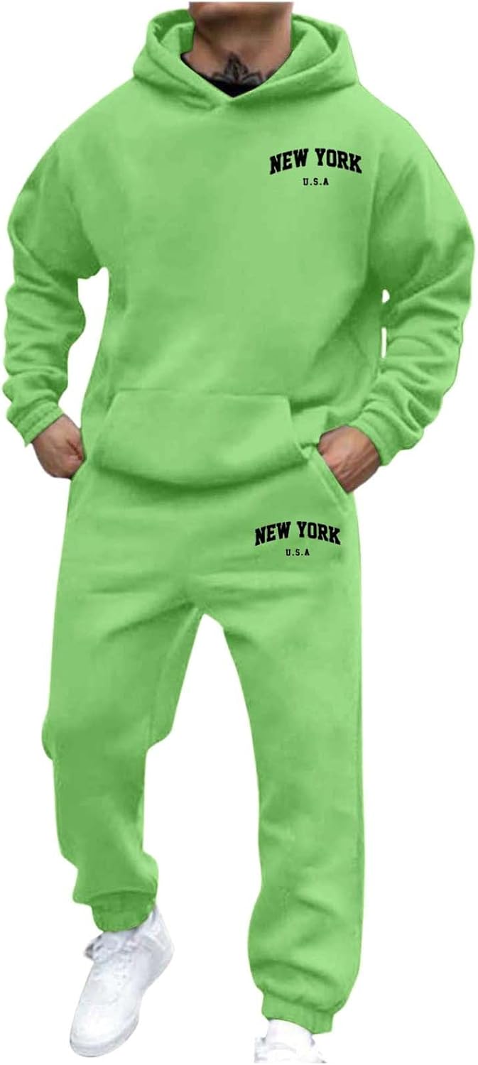 Generic Jogger Suit Mens Set New YORK Logo Tracksuit Hoodie and Joggers Two-Piece Y2K Long Sleeve Sports Suit with Pockets Comfortable Jogging Set Comfortable Baggy Tracksuit Print Leisure Jumpsuit