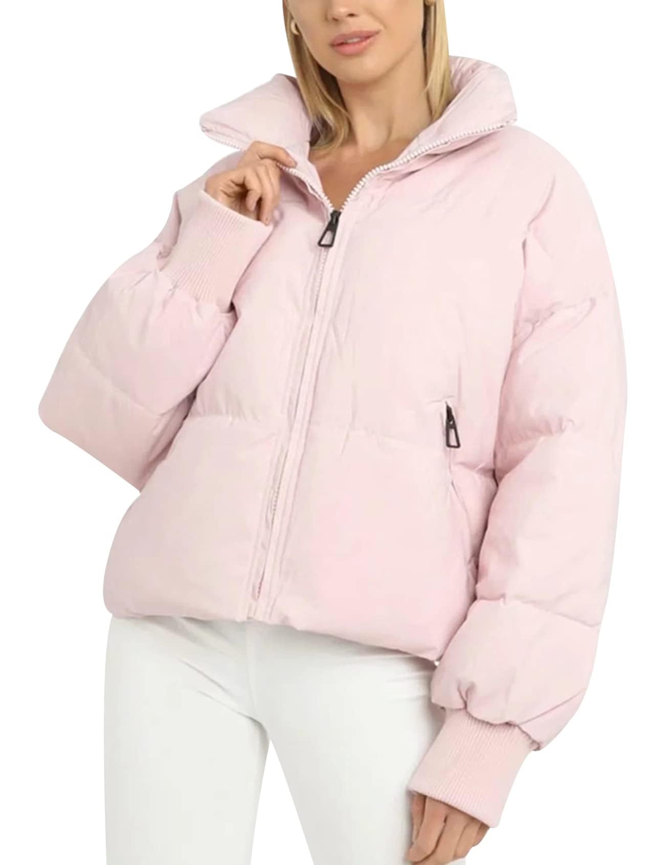 Gihuo Women’s Winter Cropped Puffer Jacket Coat Short Warm Quilted Jacket 2026