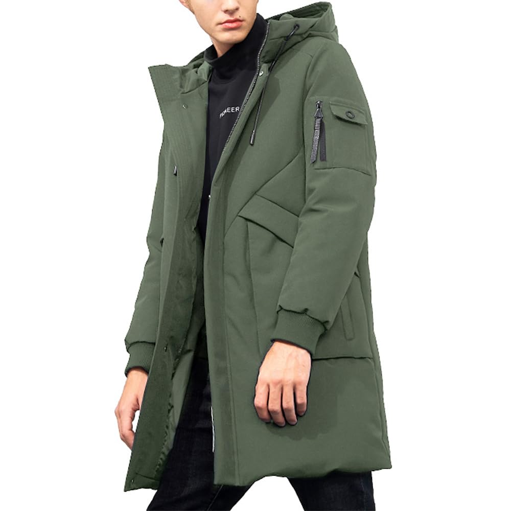 Pioneer Camp Men's Winter Coats Water-Repellent Windproof Thicken Parkas Long Hooded Padded Puffer Jacket