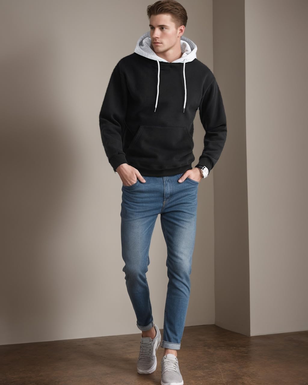 Hoodie Men's Sweatshirt Long Sleeve Sweatshirt Hoodie Color Block Sweatshirt