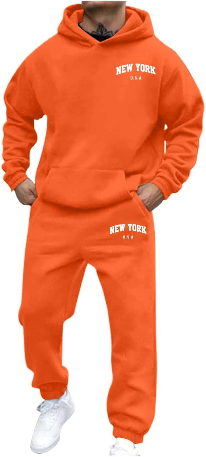 Generic Jogger Suit Mens Set New YORK Logo Tracksuit Hoodie and Joggers Two-Piece Y2K Long Sleeve Sports Suit with Pockets Comfortable Jogging Set Comfortable Baggy Tracksuit Print Leisure Jumpsuit