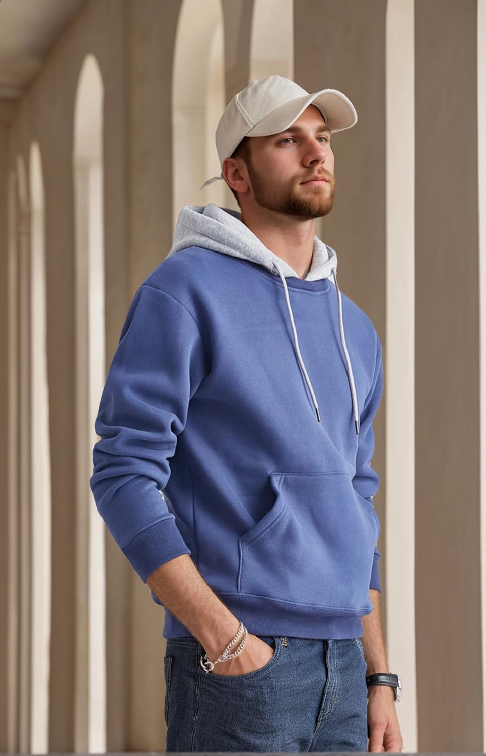 Hoodie Men's Sweatshirt Long Sleeve Sweatshirt Hoodie Color Block Sweatshirt