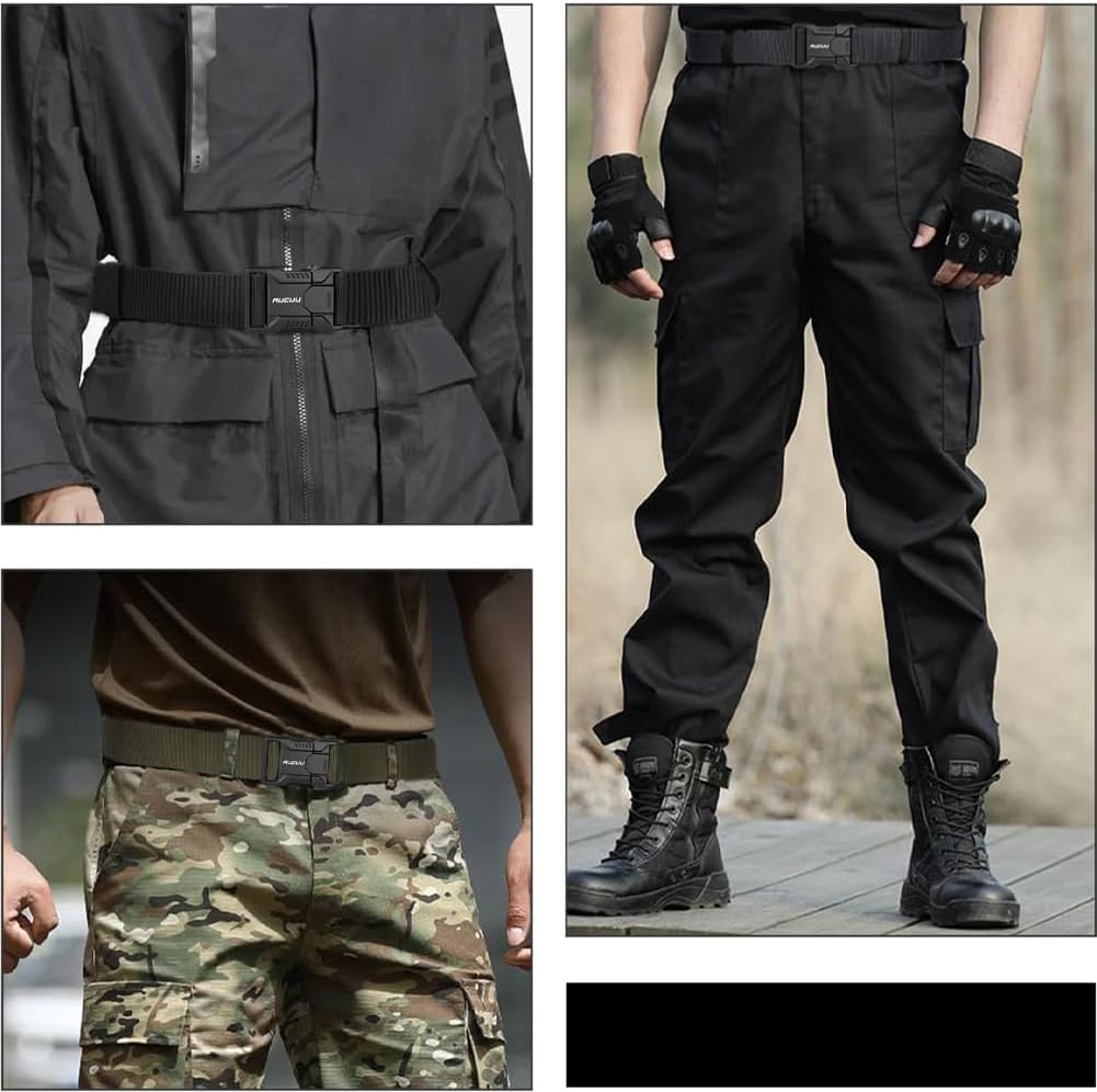 Men's Tactical Belt, Nylon Canvas Belt for Men, Military Tactical Belt, Adjustable Nylon Belts for Travel, Sports and Daily Use(Width 3.8cm)