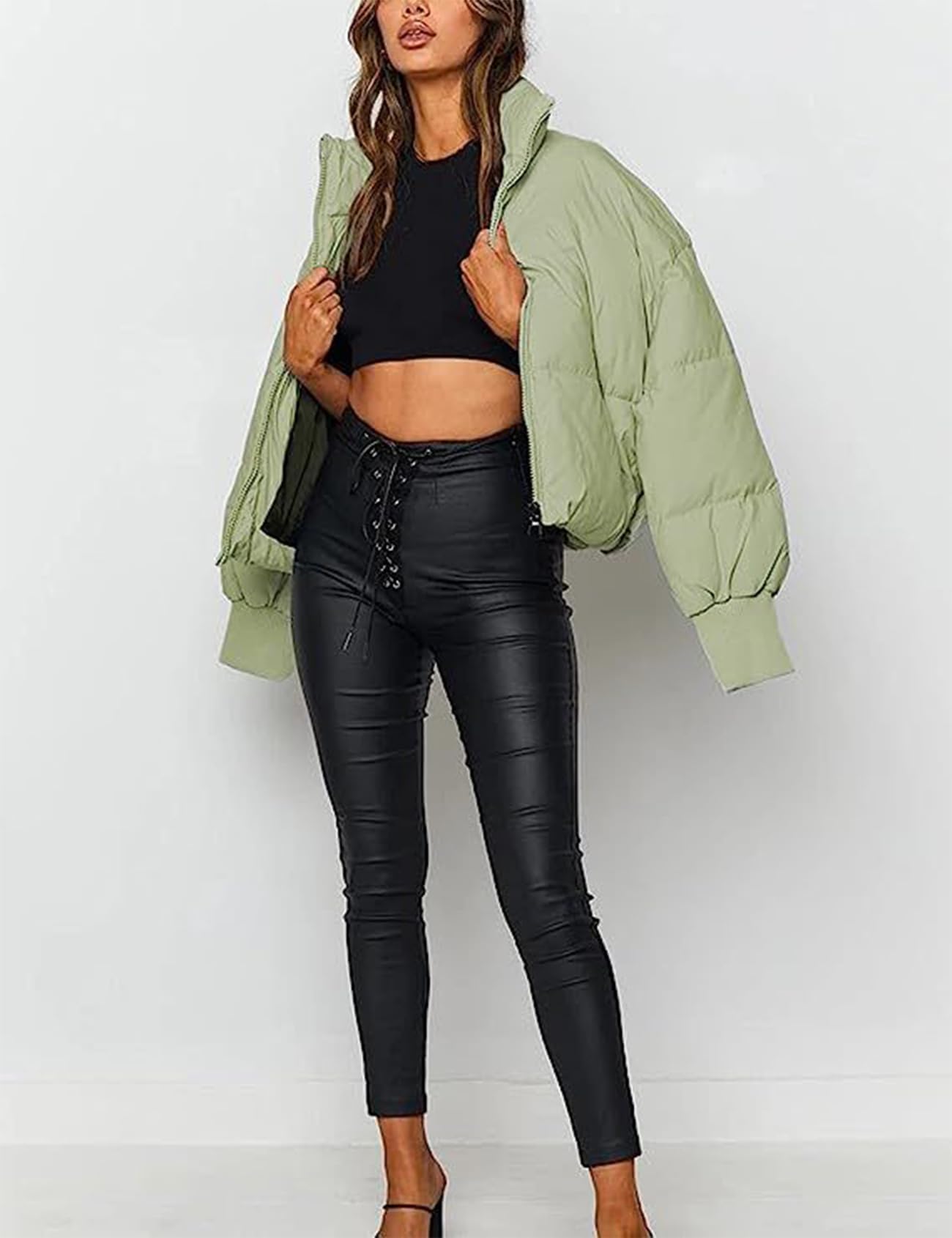 Gihuo Women’s Winter Cropped Puffer Jacket Coat Short Warm Quilted Jacket 2026