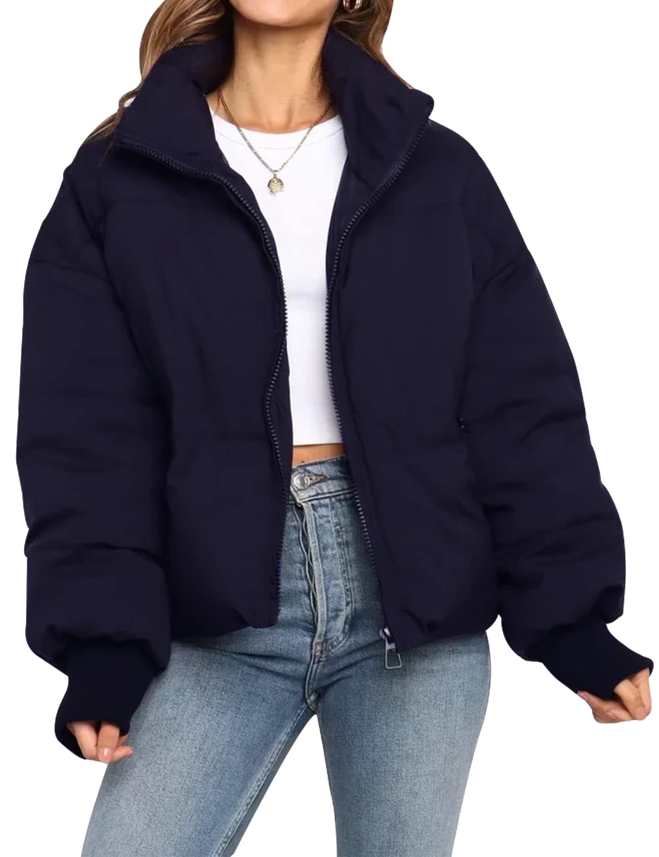 Gihuo Women’s Winter Cropped Puffer Jacket Coat Short Warm Quilted Jacket 2026