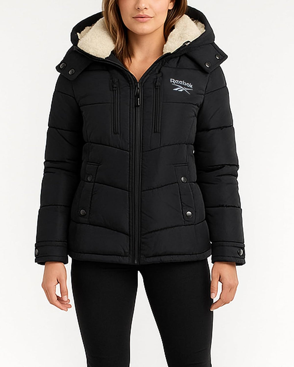 Reebok Womens Puffer Jacket - Heavyweight Puffer Coat with Faux Fur Trim Hood - Outerwear Down Winter Jackets for Women