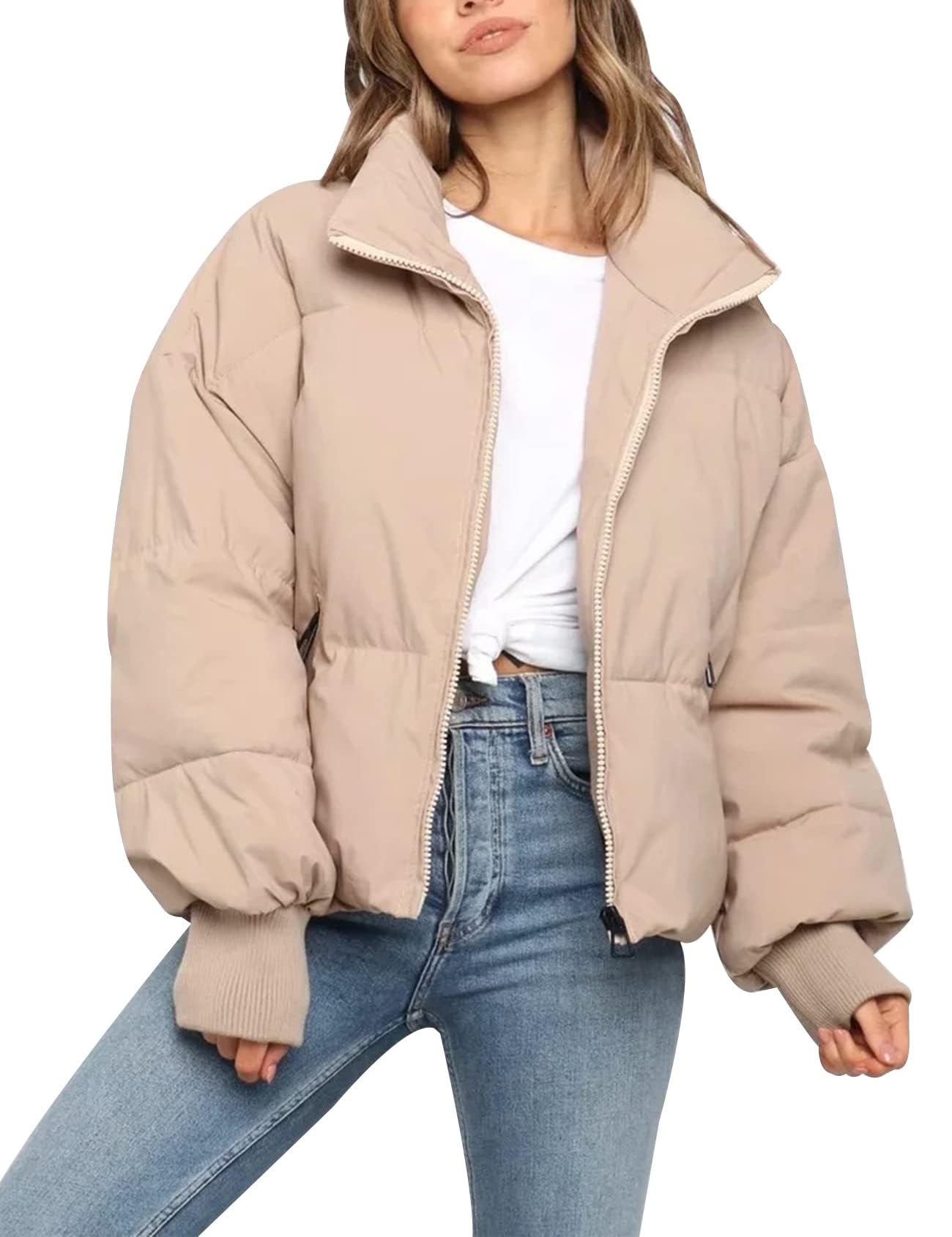 Gihuo Women’s Winter Cropped Puffer Jacket Coat Short Warm Quilted Jacket 2026
