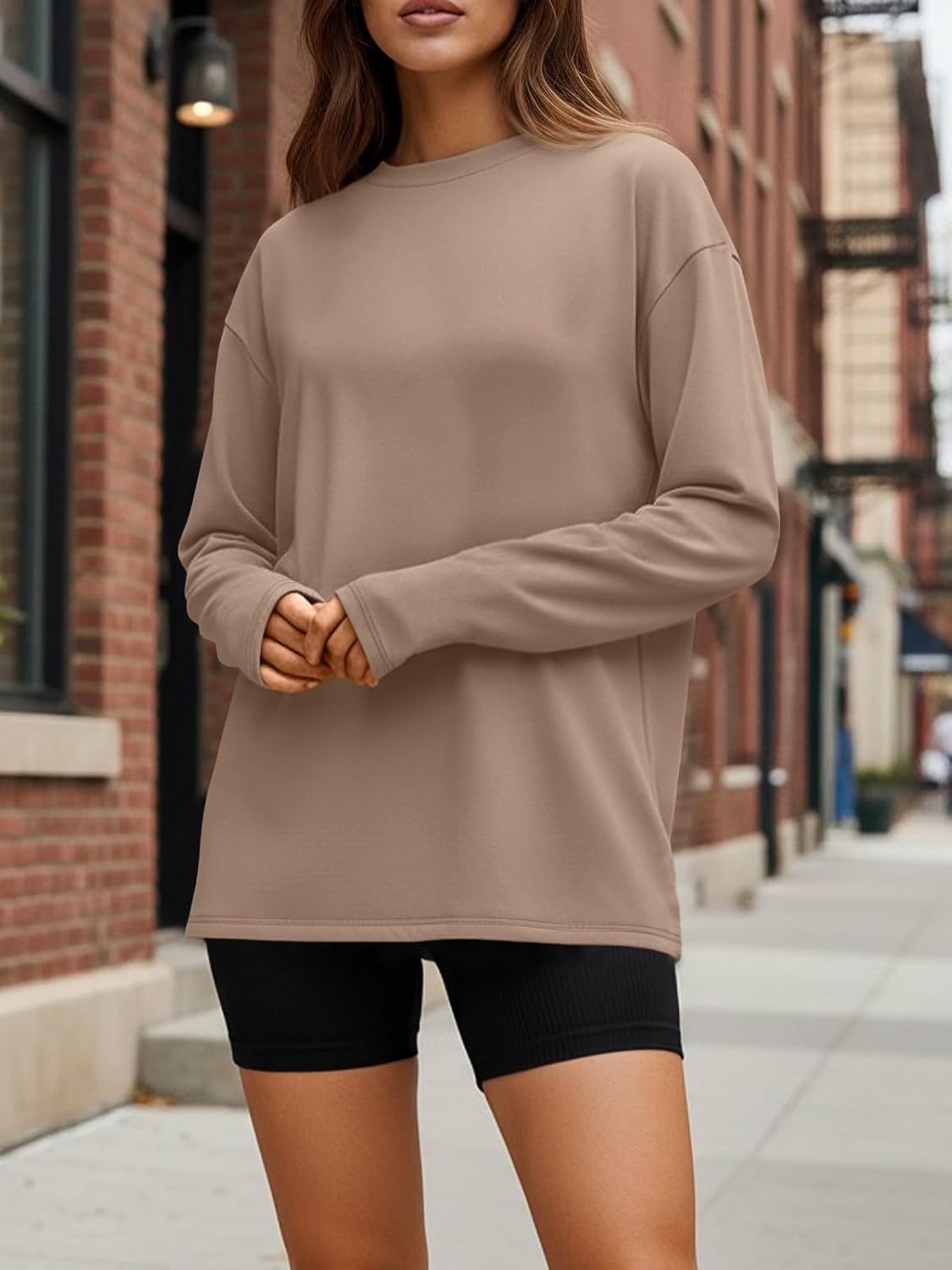 Trendy Queen Womens Spring Tops Oversized Long Sleeve T Shirts 2026 Basic Tee Fall Casual Workout Y2K Clothes