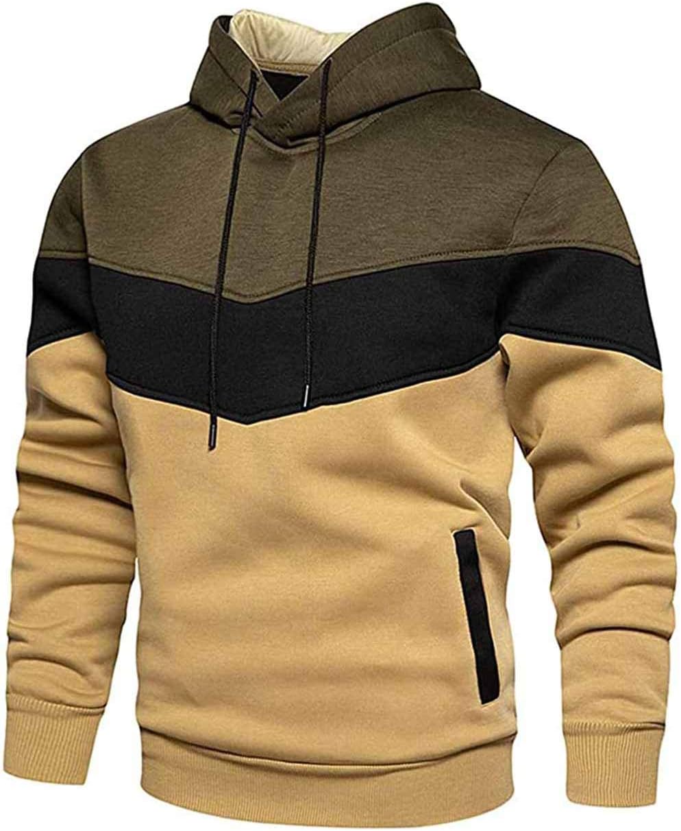 Hoodie Men's Sweatshirt Long Sleeve Sweatshirt Hoodie Color Block Sweatshirt