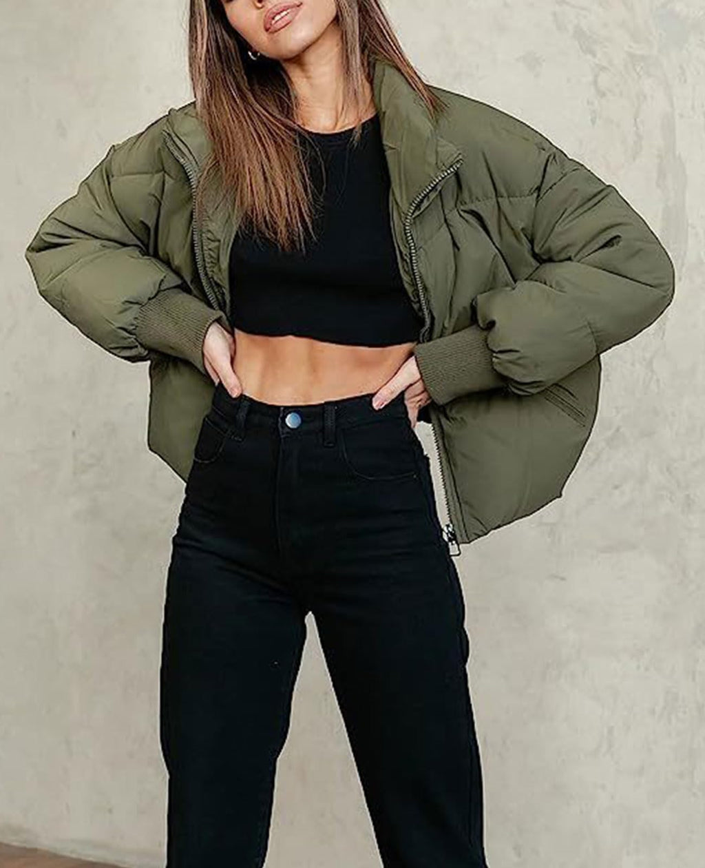 Gihuo Women’s Winter Cropped Puffer Jacket Coat Short Warm Quilted Jacket 2026