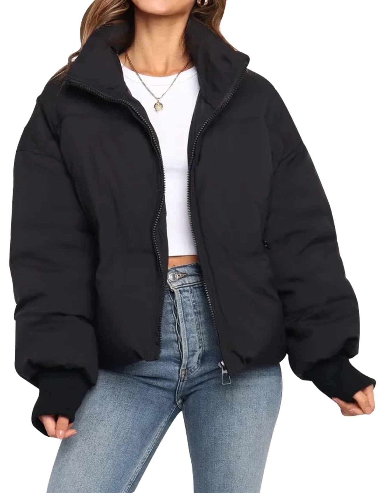 Gihuo Women’s Winter Cropped Puffer Jacket Coat Short Warm Quilted Jacket 2026