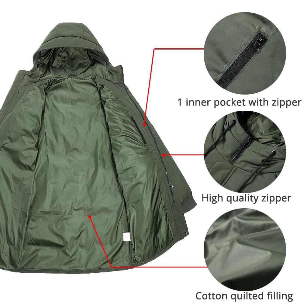 Pioneer Camp Men's Winter Coats Water-Repellent Windproof Thicken Parkas Long Hooded Padded Puffer Jacket