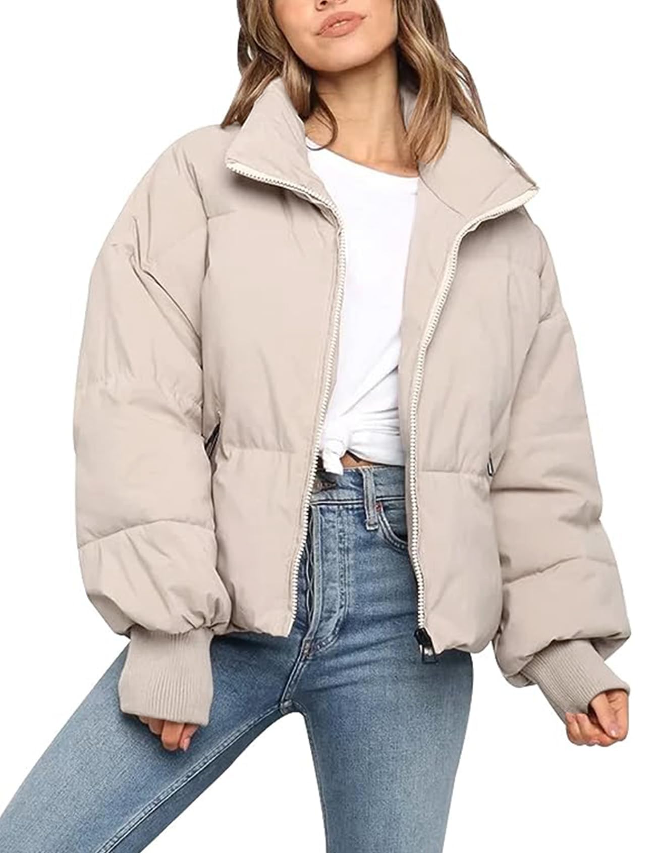 Gihuo Women’s Winter Cropped Puffer Jacket Coat Short Warm Quilted Jacket 2026