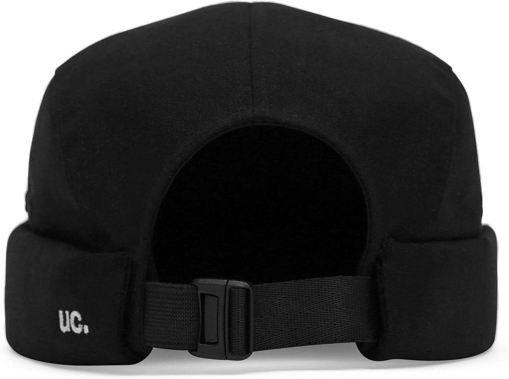 UNDERCONTROL Breadless Trawler Leon Harbor Camp Rolled Cuff Miki Cap Unisex Sailor Skull Outdoor Hat Fisherman Tactical Buckle No Visor Docker Beanie for Men and Women Korea (Black), black