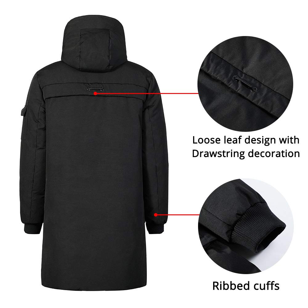 Pioneer Camp Men's Winter Coats Water-Repellent Windproof Thicken Parkas Long Hooded Padded Puffer Jacket