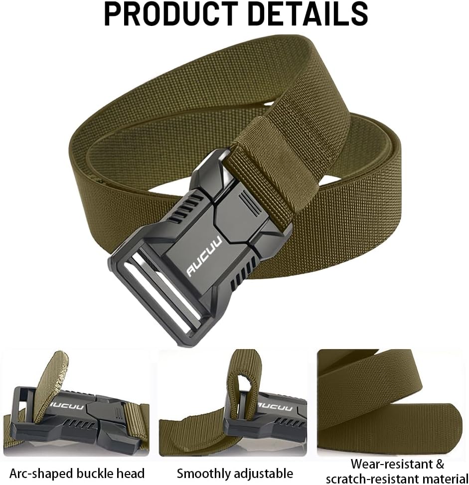 Men's Tactical Belt, Nylon Canvas Belt for Men, Military Tactical Belt, Adjustable Nylon Belts for Travel, Sports and Daily Use(Width 3.8cm)