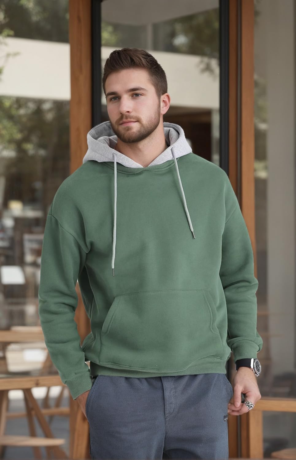 Hoodie Men's Sweatshirt Long Sleeve Sweatshirt Hoodie Color Block Sweatshirt