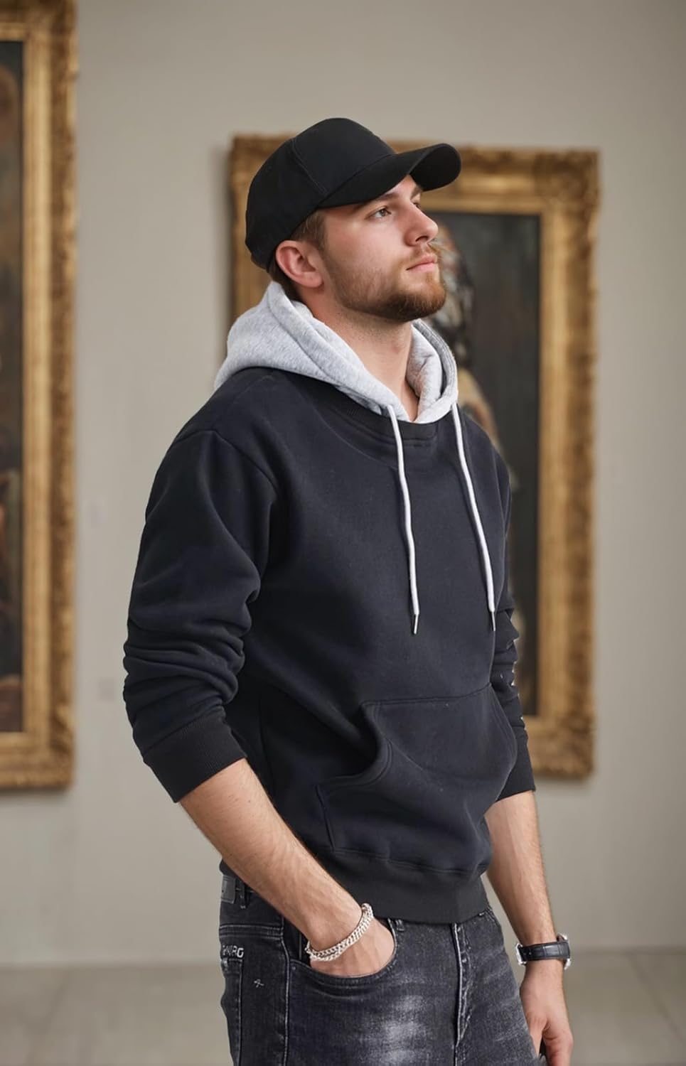Hoodie Men's Sweatshirt Long Sleeve Sweatshirt Hoodie Color Block Sweatshirt