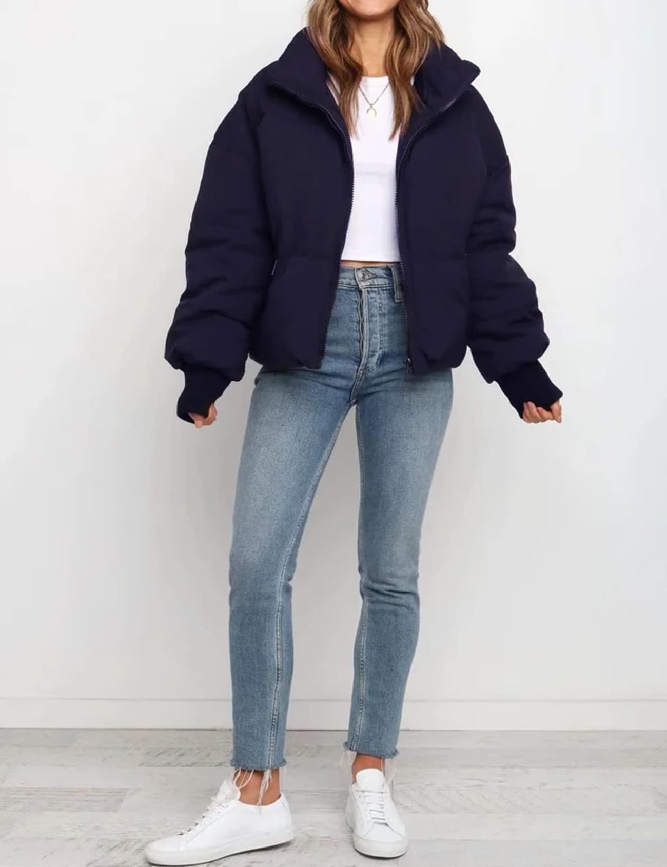 Gihuo Women’s Winter Cropped Puffer Jacket Coat Short Warm Quilted Jacket 2026