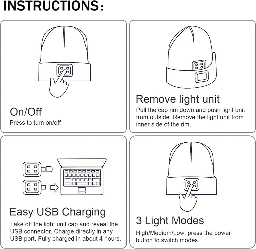 ATNKE Unisex winter hat with led light