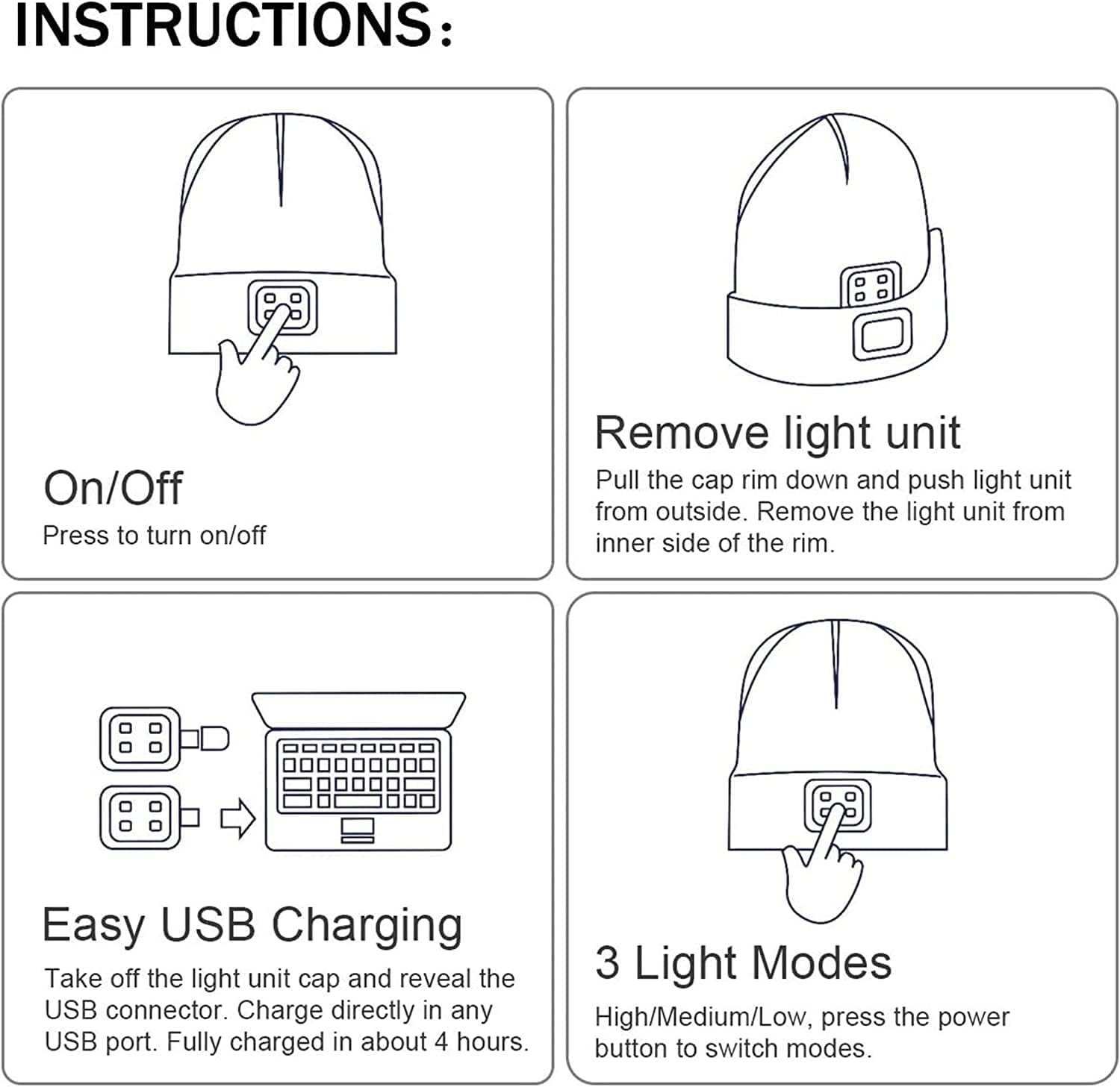 ATNKE Unisex winter hat with led light
