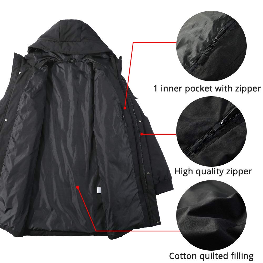 Pioneer Camp Men's Winter Coats Water-Repellent Windproof Thicken Parkas Long Hooded Padded Puffer Jacket