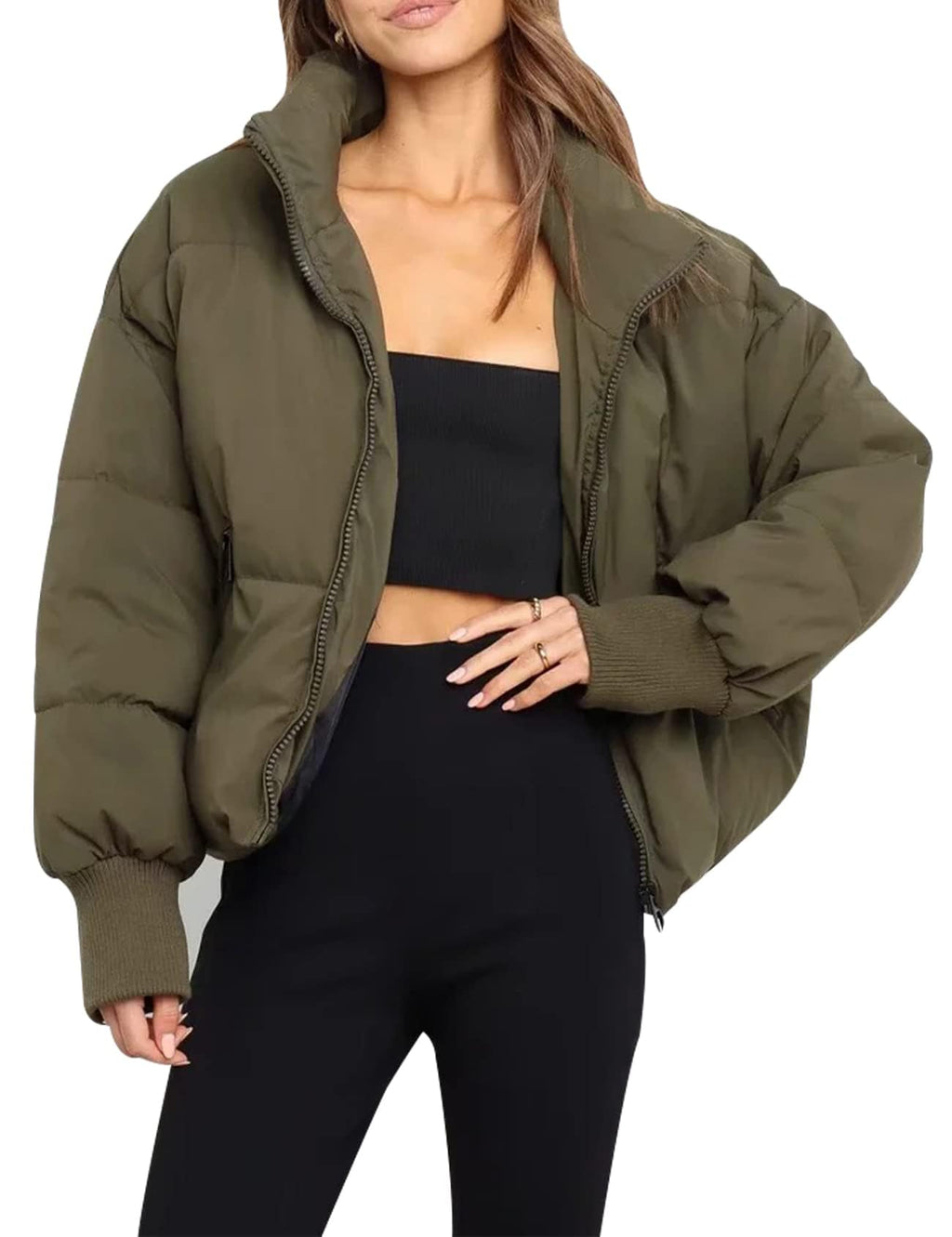 Gihuo Women’s Winter Cropped Puffer Jacket Coat Short Warm Quilted Jacket 2026