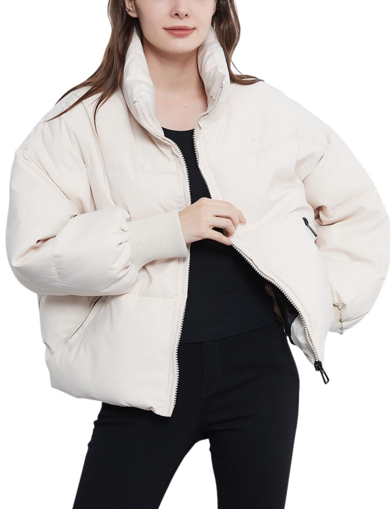Gihuo Women’s Winter Cropped Puffer Jacket Coat Short Warm Quilted Jacket 2026