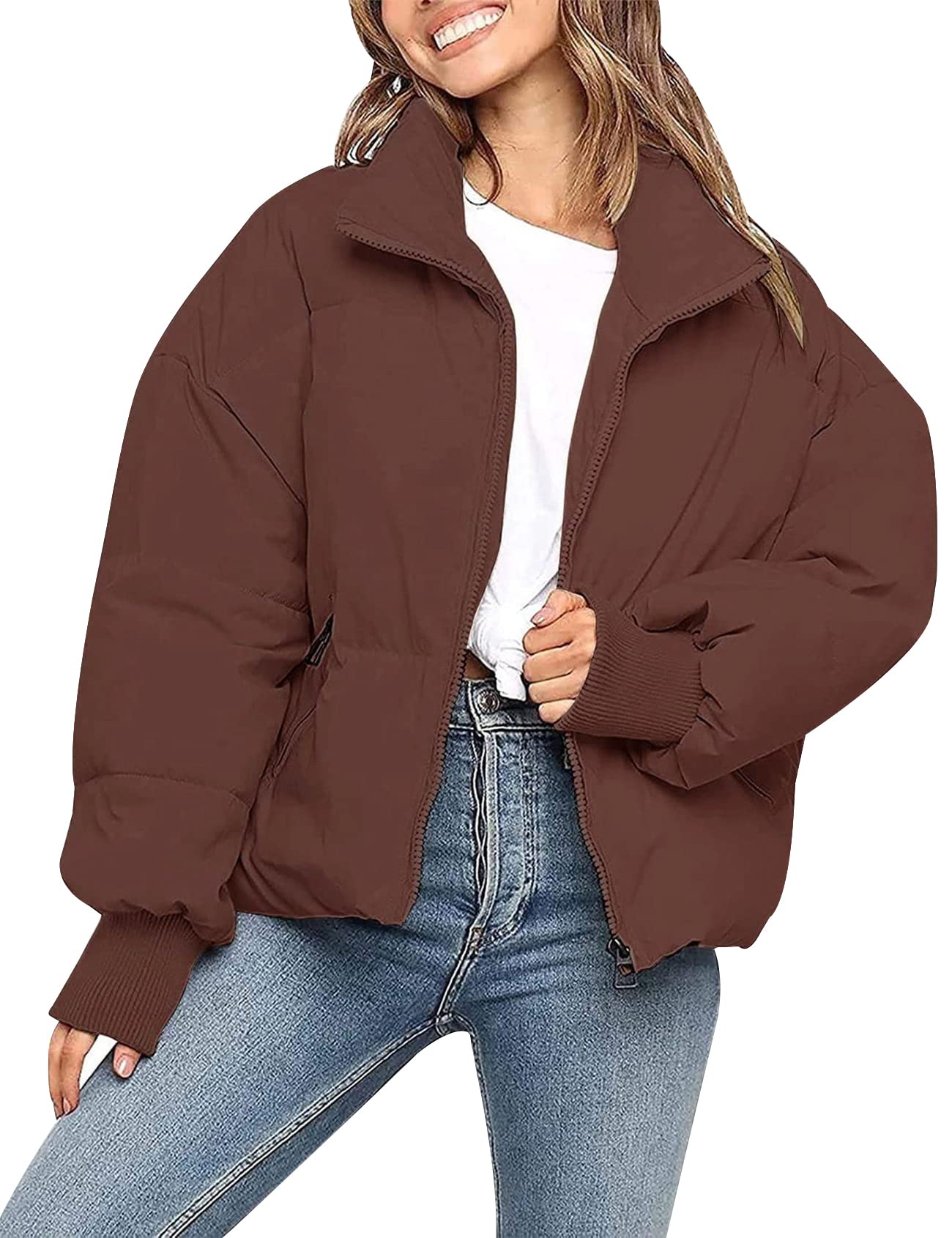 Gihuo Women’s Winter Cropped Puffer Jacket Coat Short Warm Quilted Jacket 2026