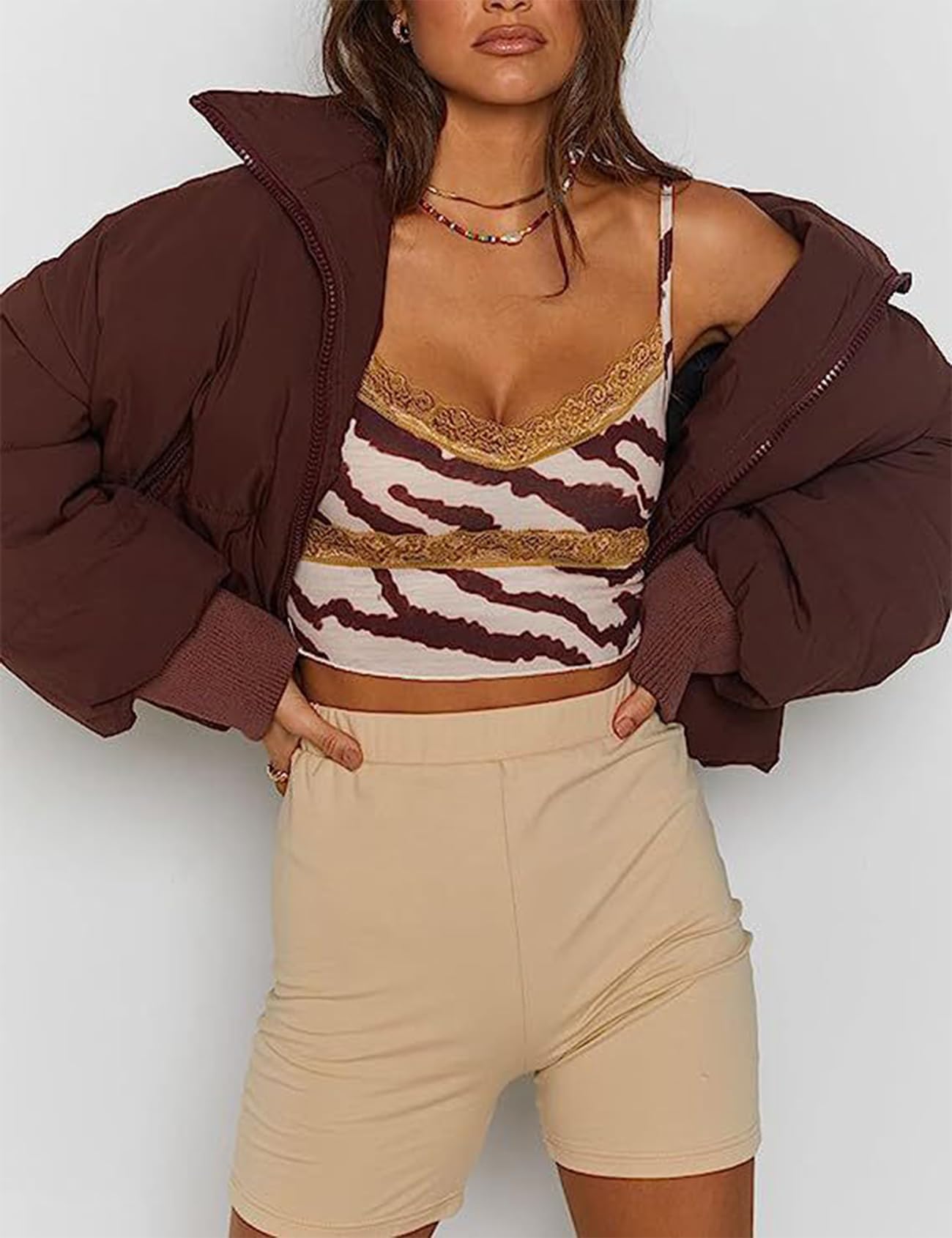 Gihuo Women’s Winter Cropped Puffer Jacket Coat Short Warm Quilted Jacket 2026