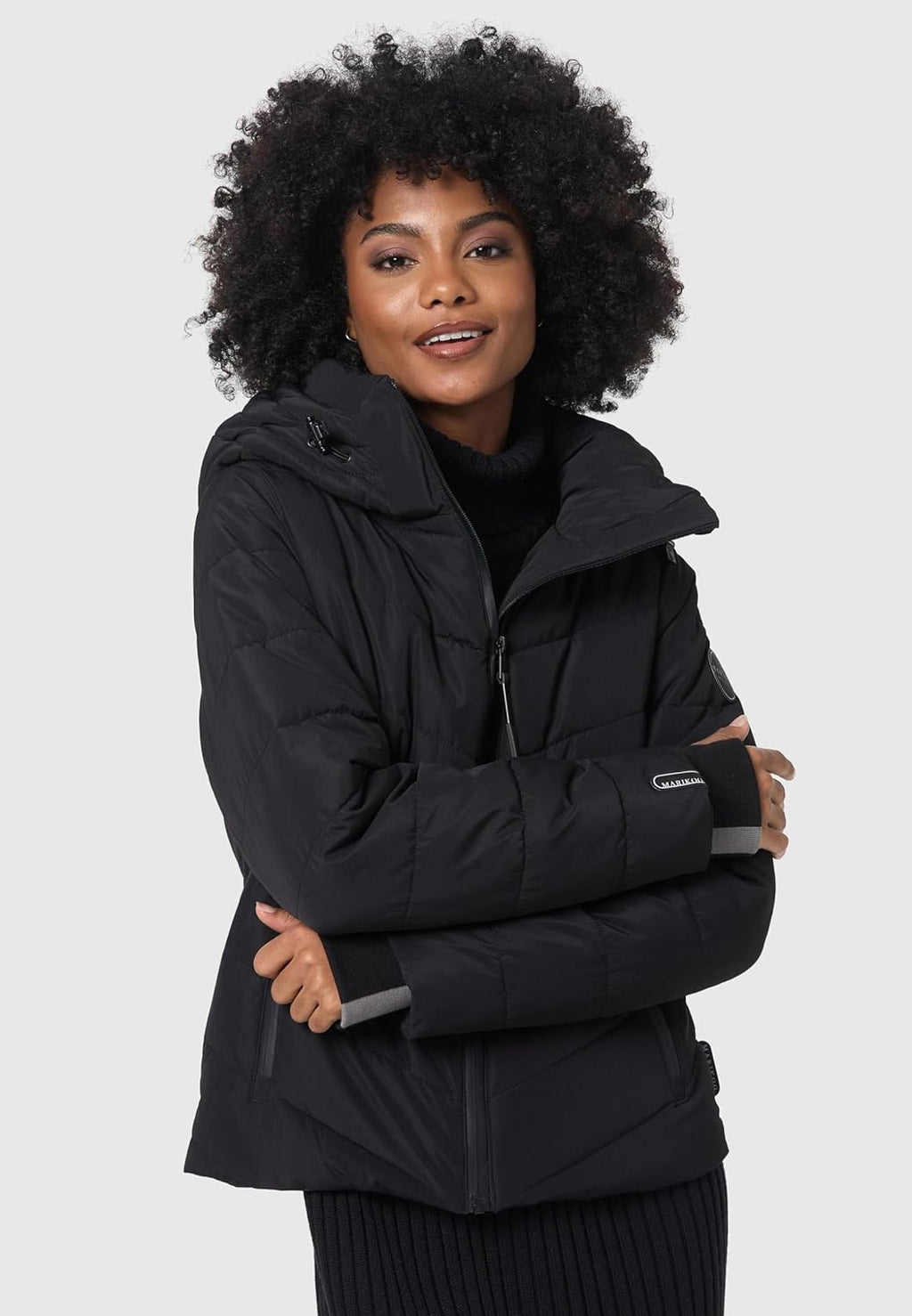 MARIKOO Women's Winter Jacket, Warm Quilted Jacket with Detachable Hood, Samuiaa XVI XS-3XL