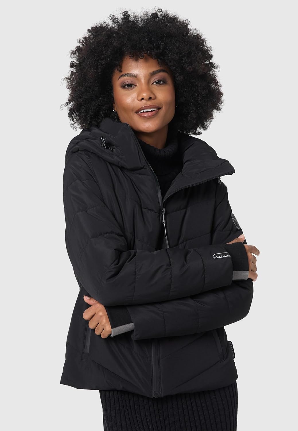 MARIKOO Women's Winter Jacket, Warm Quilted Jacket with Detachable Hood, Samuiaa XVI XS-3XL
