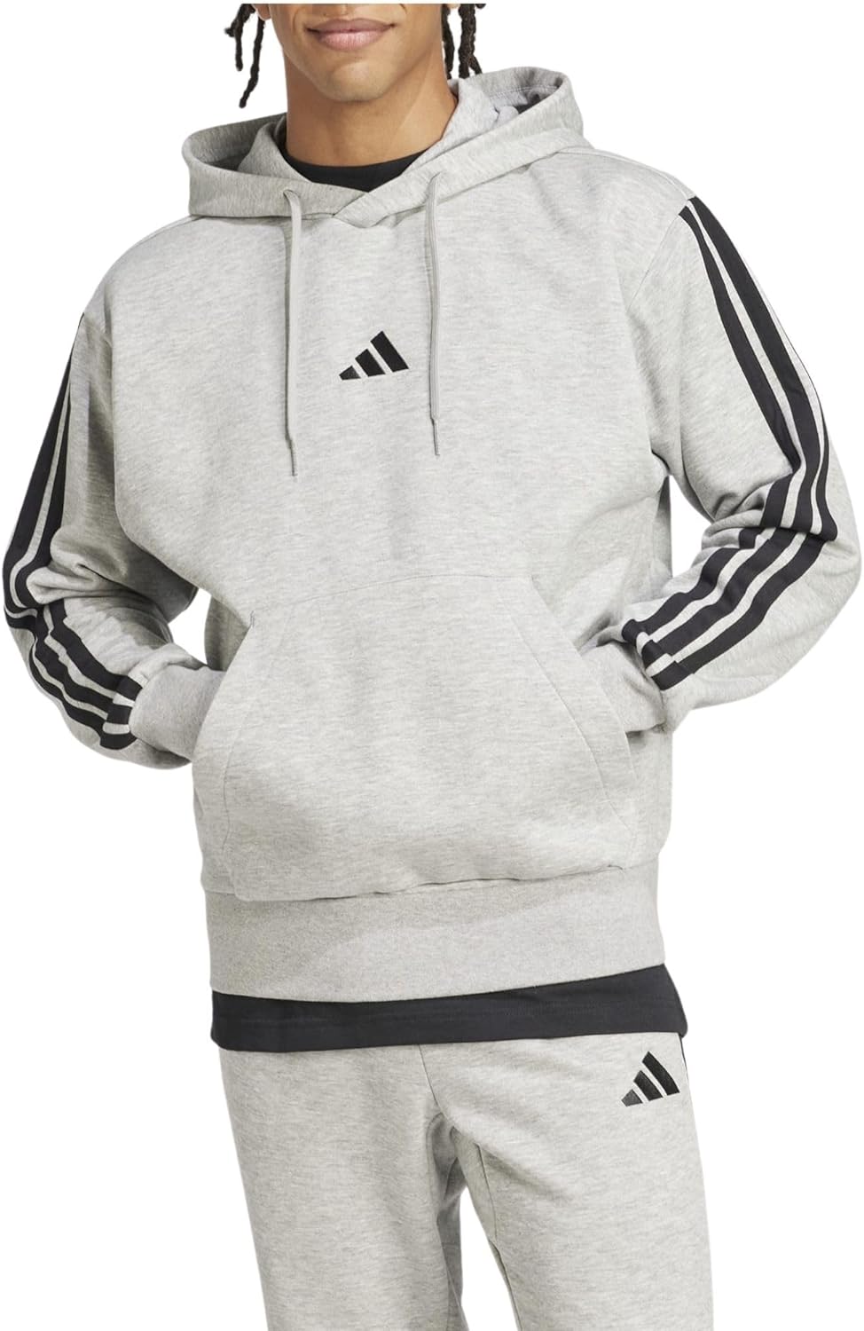 adidas Men's ESSENTIAL THREE STRIPES FLEECE HOODIE Hooded Sweatshirt (Pack of 1)