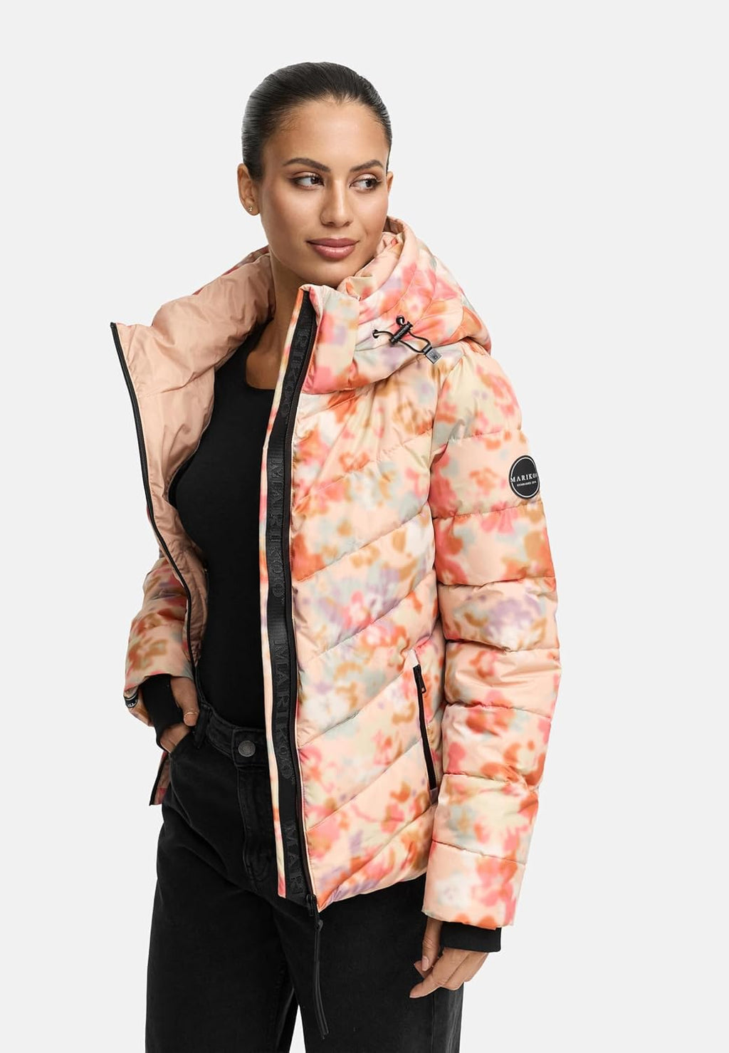 MARIKOO Women's Winter Jacket, Warm Quilted Jacket with Detachable Hood, Samuiaa XVI XS-3XL
