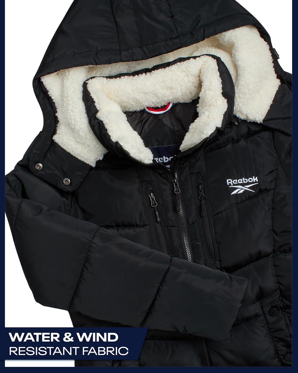 Reebok Womens Puffer Jacket - Heavyweight Puffer Coat with Faux Fur Trim Hood - Outerwear Down Winter Jackets for Women