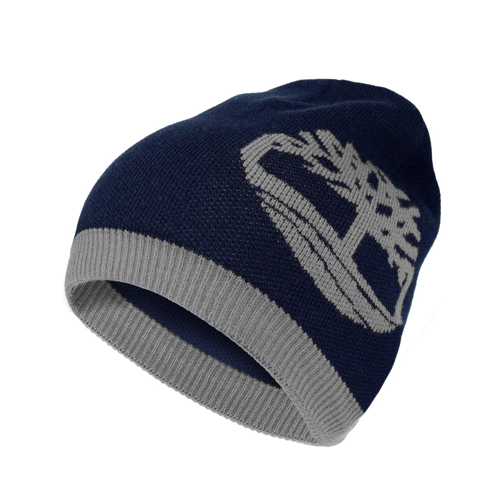 Timberland Men’s Logo Pull-On Beanie - Soft Ribbed Knit Winter Hat, Jacquard Tree Design, Warm Stretch Fit for Cold Weather