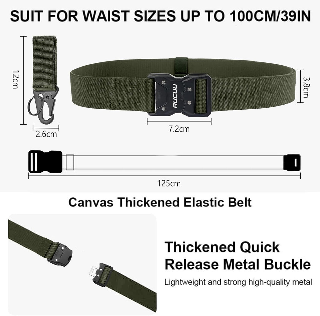 Men's Tactical Belt, Nylon Canvas Belt for Men, Military Tactical Belt, Adjustable Nylon Belts for Travel, Sports and Daily Use(Width 3.8cm)