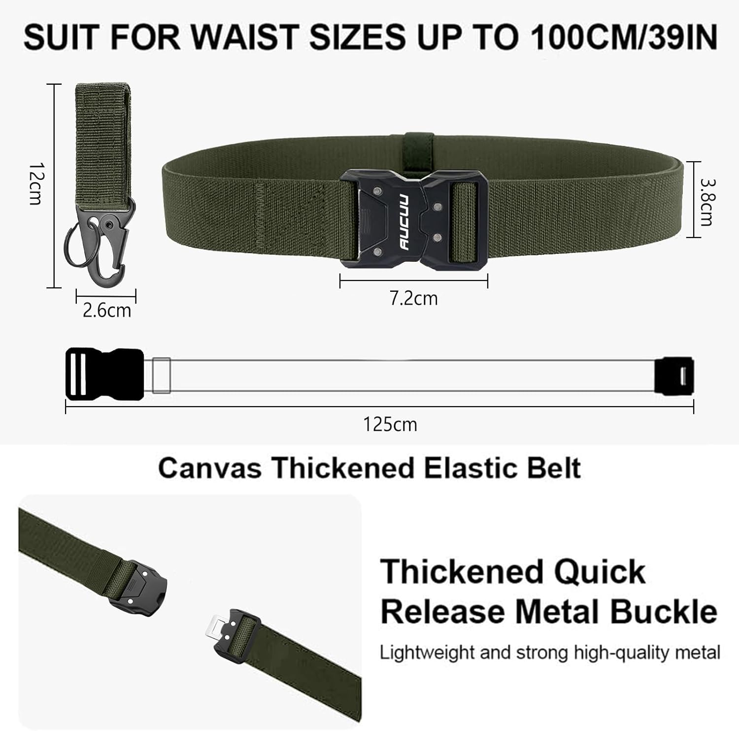 Men's Tactical Belt, Nylon Canvas Belt for Men, Military Tactical Belt, Adjustable Nylon Belts for Travel, Sports and Daily Use(Width 3.8cm)