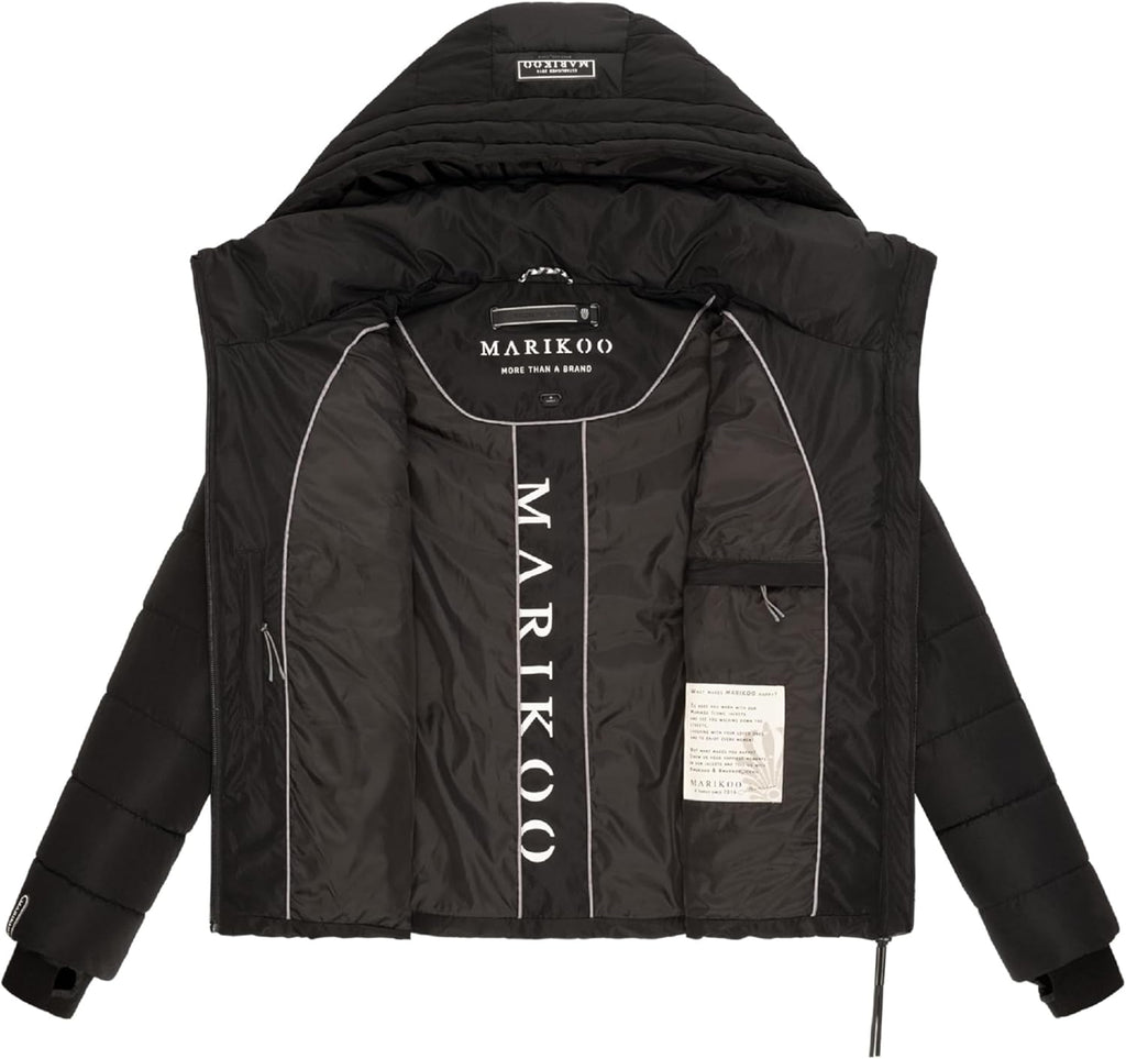 MARIKOO Women's Winter Jacket, Warm Quilted Jacket with Detachable Hood, Samuiaa XVI XS-3XL