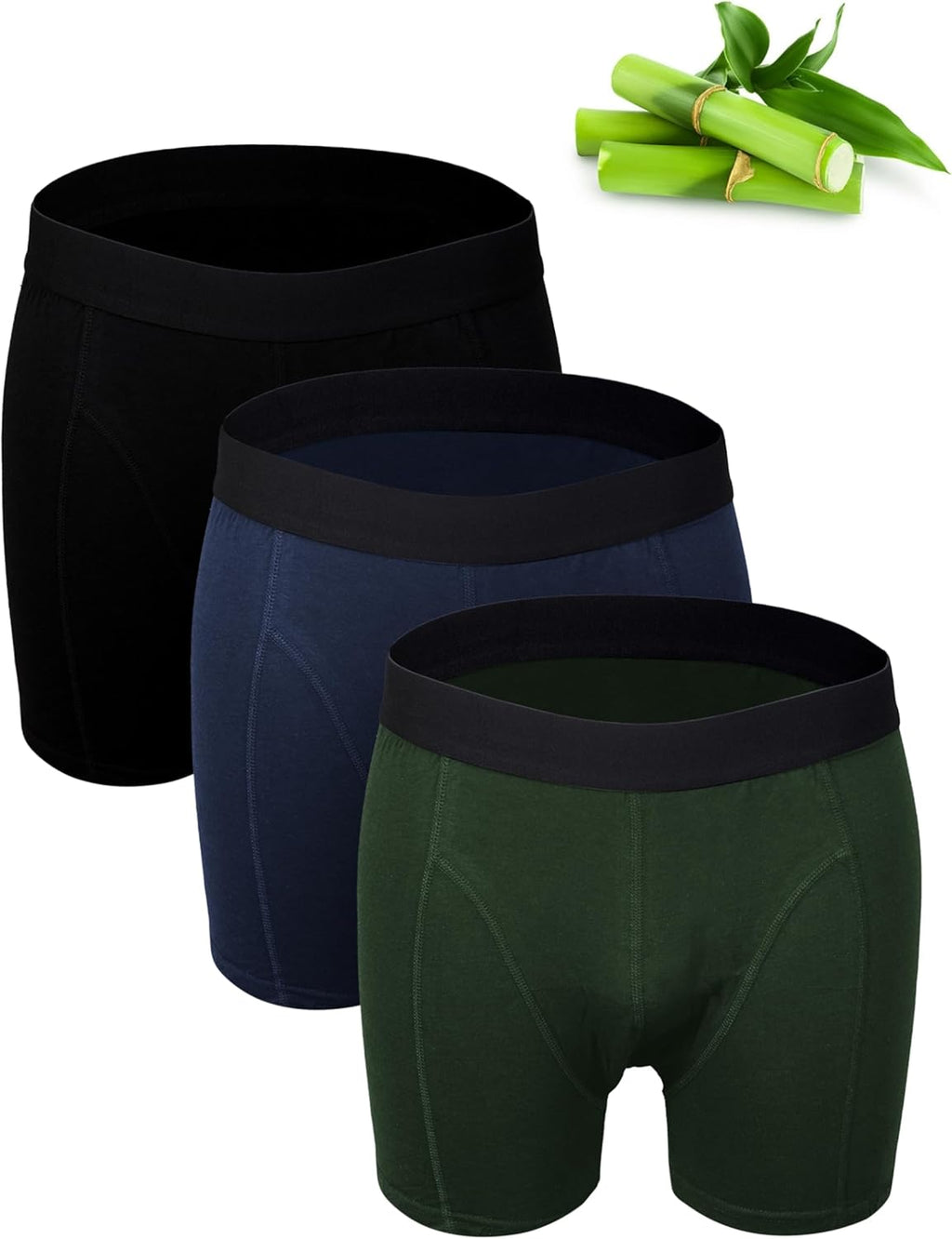 Basic Treasure 3 Pack Premium Bamboo Boxer Shorts Men's Soft Bamboo Cotton Boxer Shorts Bamboo for Men, Breathable Stretch