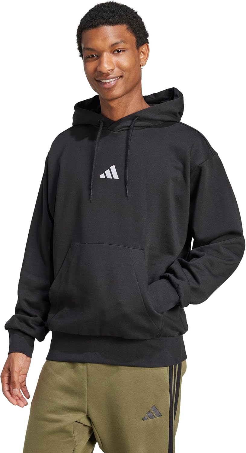 adidas Mezczyzni ESSENTIALS FEELCOZY FLEECE HOODIE, black/white, XL