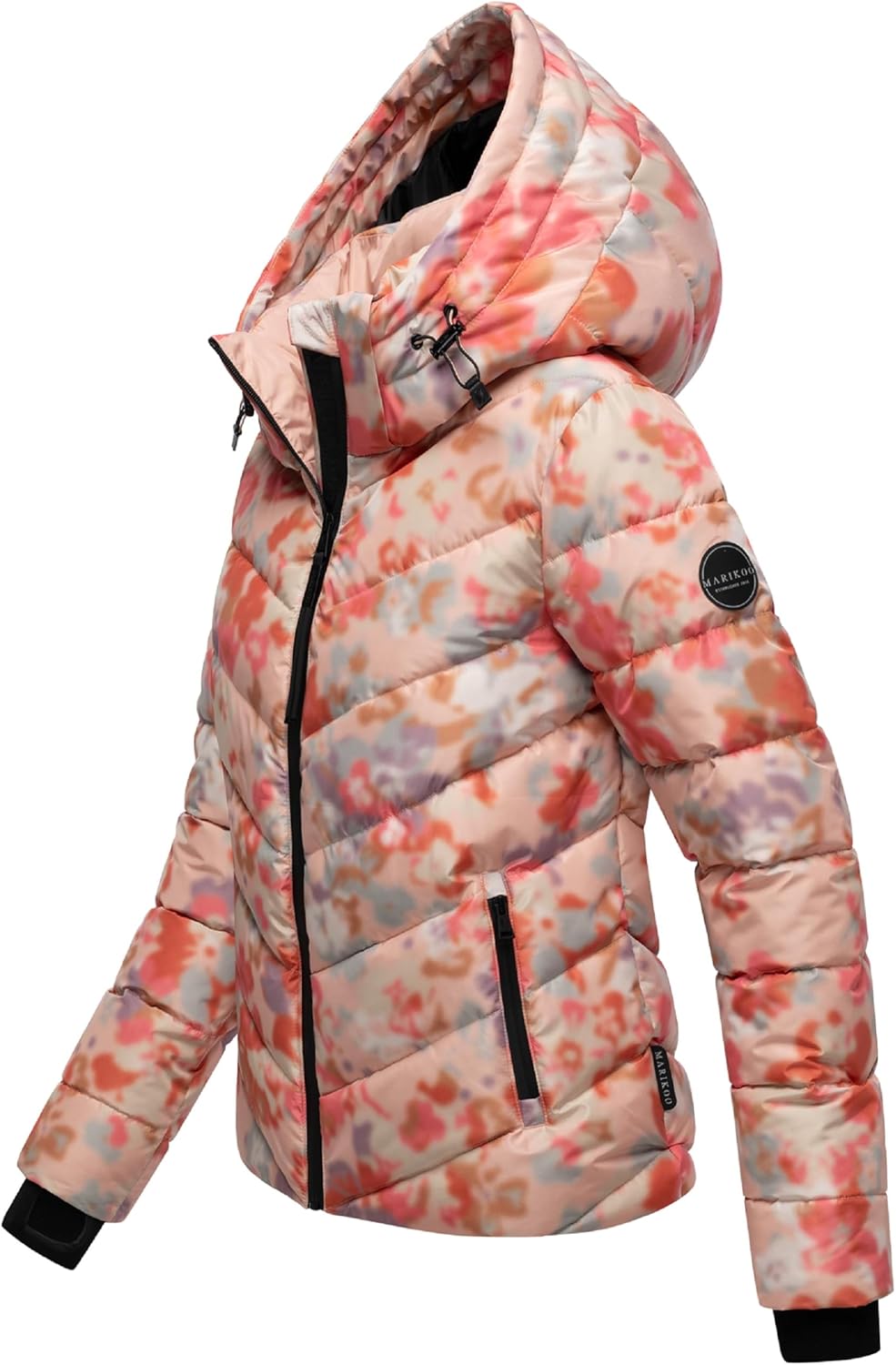 MARIKOO Women's Winter Jacket, Warm Quilted Jacket with Detachable Hood, Samuiaa XVI XS-3XL