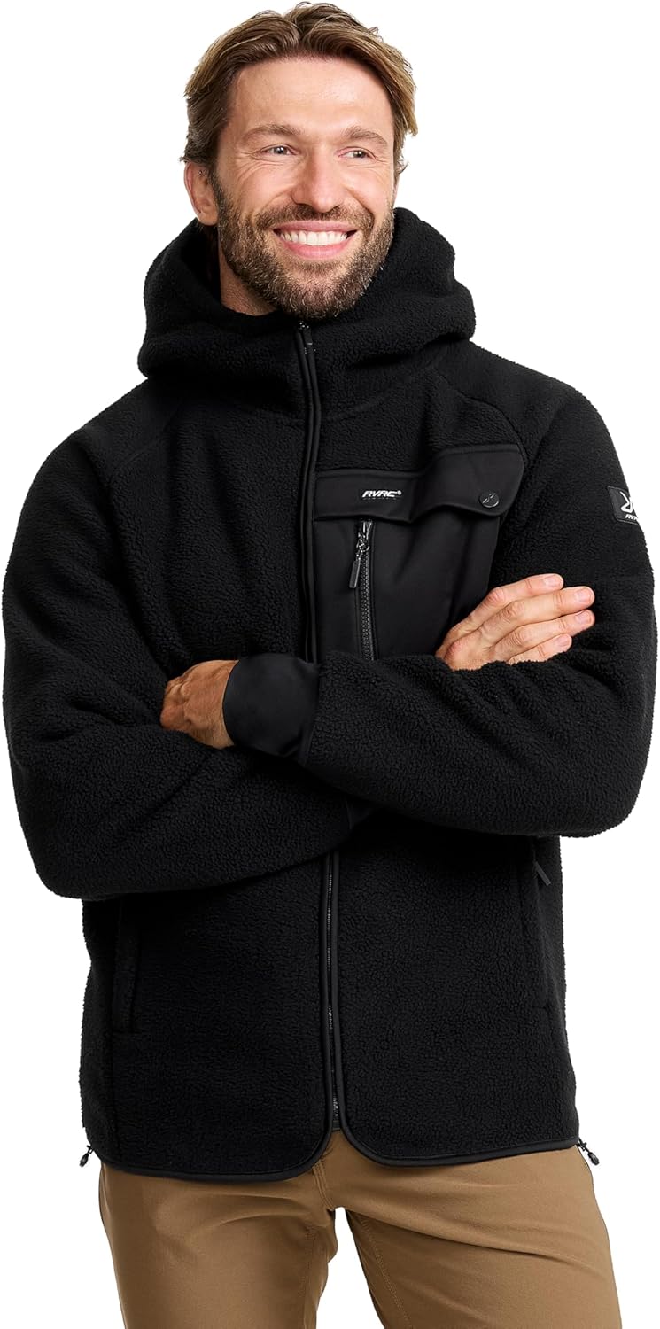 RevolutionRace Men's Sherpa Hoodie, Fleece Jacket for All Outdoor Activities