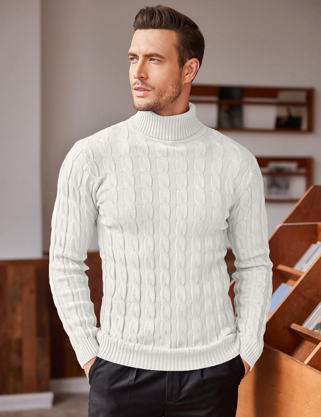 COOFANDY Men's Polo Sweater Fine Knit Long Sleeve Sweater Basic Regular Fit Pullover