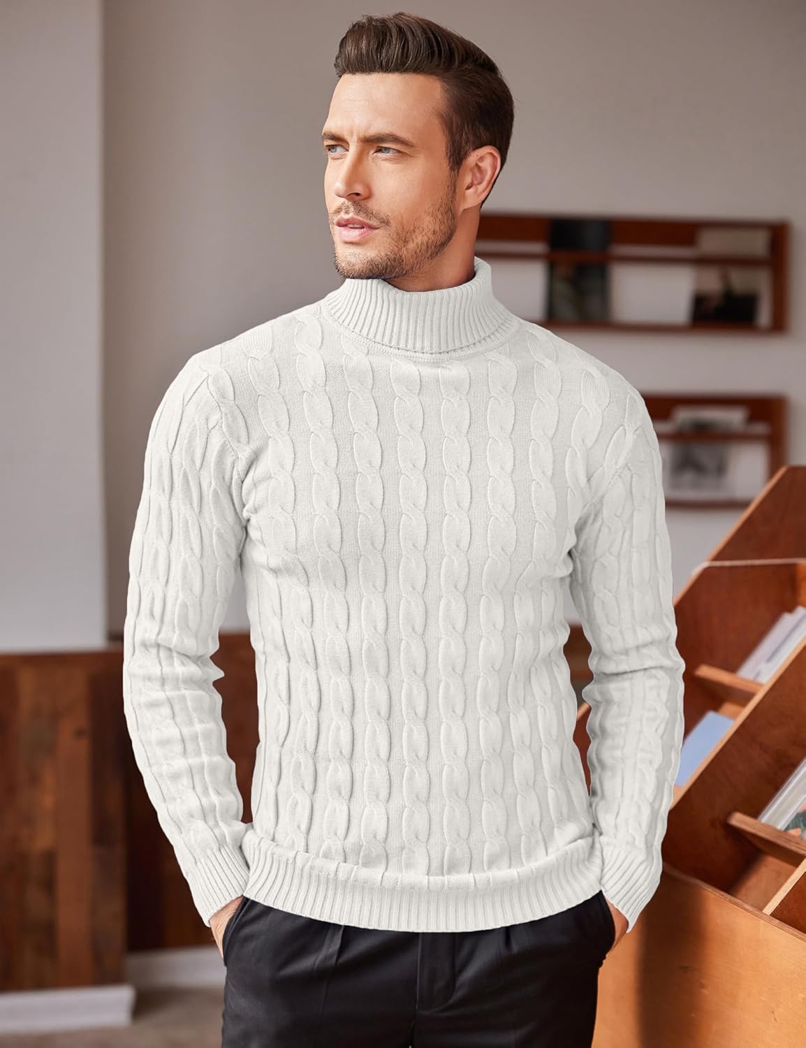 COOFANDY Men's Polo Sweater Fine Knit Long Sleeve Sweater Basic Regular Fit Pullover