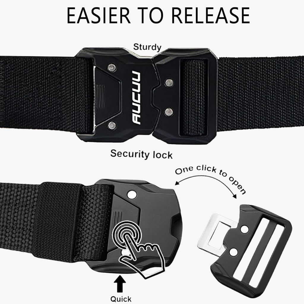 Men's Tactical Belt, Nylon Canvas Belt for Men, Military Tactical Belt, Adjustable Nylon Belts for Travel, Sports and Daily Use(Width 3.8cm)