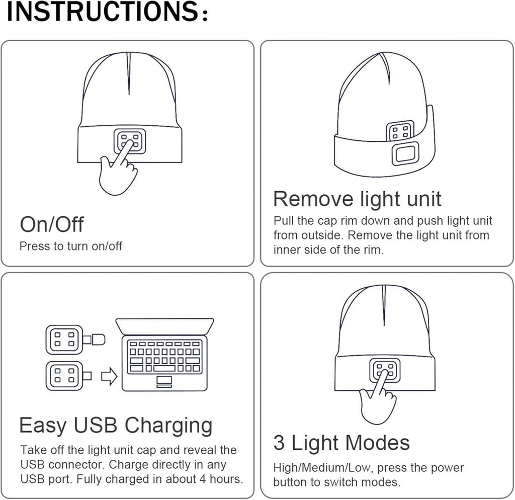 ATNKE Unisex winter hat with led light