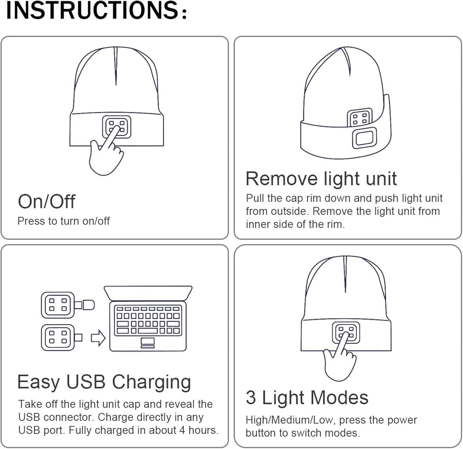 ATNKE Unisex winter hat with led light